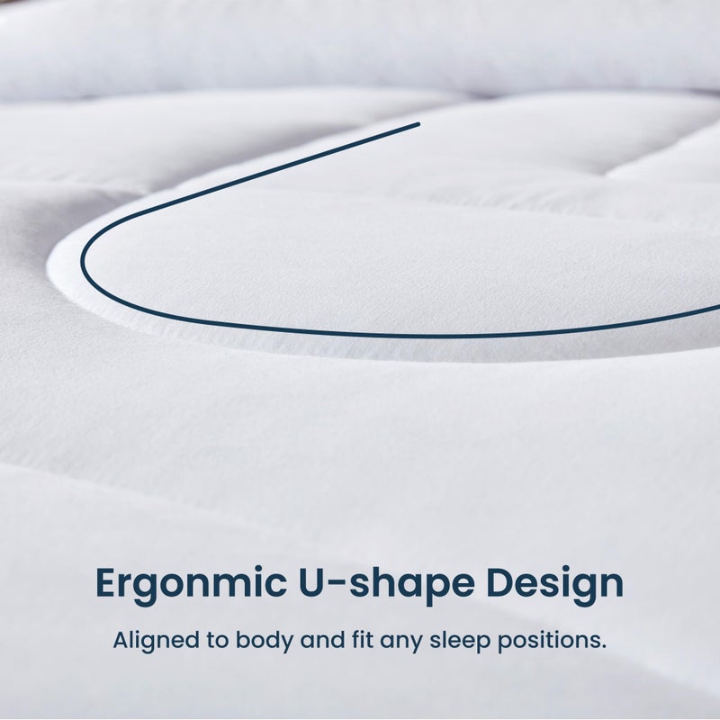 SLEEP ZONE لحاف سليب زون، لحاف كينغ مقاس، لحاف قابل للعكس مبطن، لحاف ناعم لجميع الفصول، أغطية تنفس بديلة للريش مع 8 حلقات، جانبين أبيض 102 x 88 بوصة - Image 4